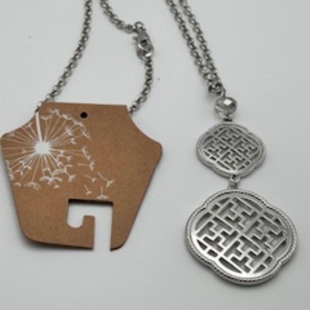 Bold Polished Silver Double Pendant Necklace – NWT - Picture 5 of 5
